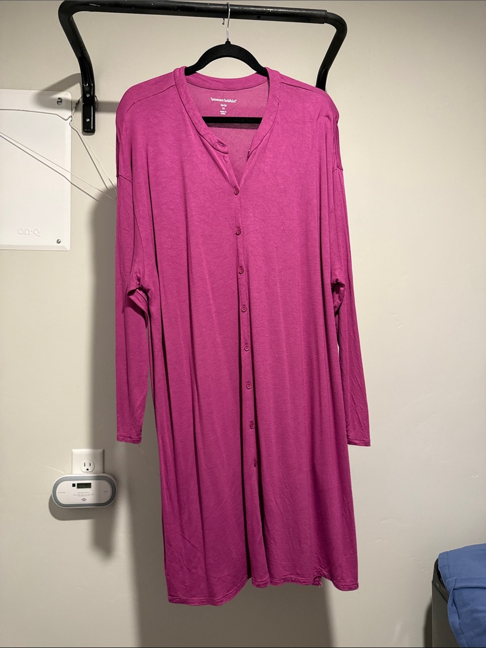 Woman Within Long Button-Front Cardigan - Fuchsia Pink